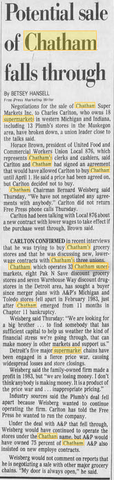Chatham Supermarket - MARCH 1984 ARTICLE